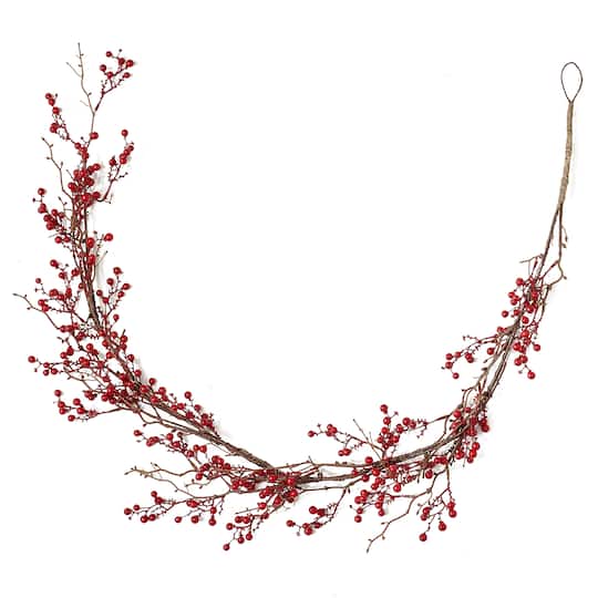 54" Red Christmas Artificial Holly Berry Garland